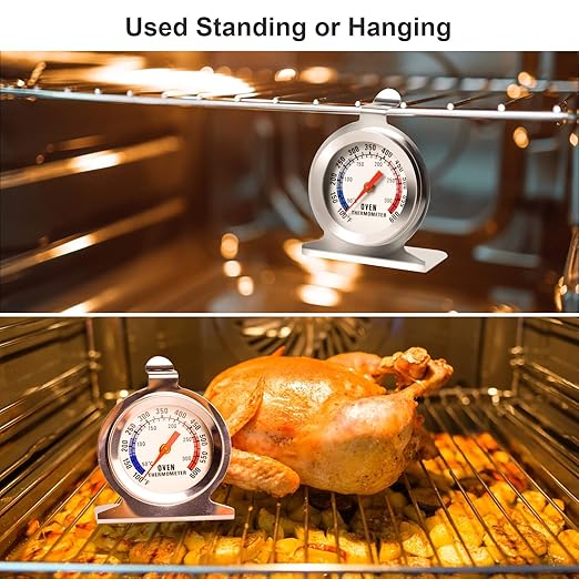 Stainless Steel Oven Thermometer for Electric/Gas Oven, Kitchen Cooking Grill Smoker Thermometer(50-300°C/100-600°F) (2)