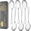 6 Piece Stainless Steel Serving Spoon Set - 3 Large, 3 Slotted,Dishwasher Safe,10-Inch,for Parties/Kitchen/Buffet/Catering