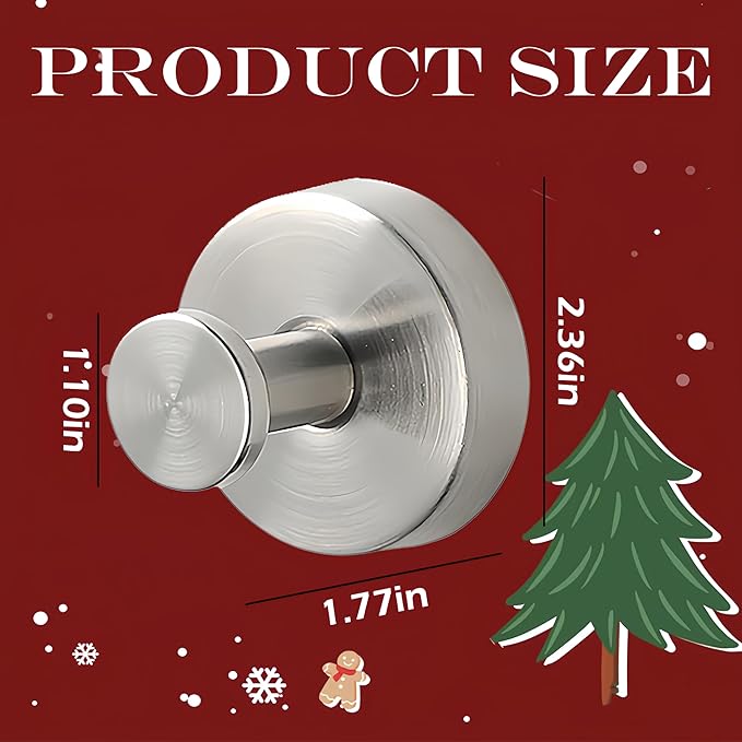 Suction Cup Hooks for Wreaths on Glass, 2026 Upgrade No Drill Towel Hooks Stainless Steel Waterproof Suction Cup Hooks, Wreath Hanger for Front Door for Kitchen, Bedroom (2, White)
