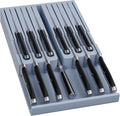 Domax Bamboo In-drawer Knife Block - Knife Drawer Organizer Insert Large Handle Steak Knife Holder, Kitchen Drawer Knife Organizer Fits for 12 knives and 1 Sharpening Steel (Not Included), Gray