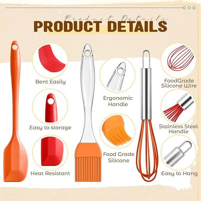 Baderke 30 Pcs Mini Spatulas Set with Silicone Basting Pastry Brushes Mini Whisk Heat Resistant Brush Kitchen Whisks Rubber Spatulas for Party Favor Gift Supplies Cooking Baking Mixing