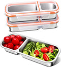 3 Pack Stainless Steel Snack Containers for Kids & Adults - Leek Proof Metal Bento Lunch Box with 2 Compartment - Lunchable Containers for Daycare, School, Work, Travel - Stackable Snack Bento Box