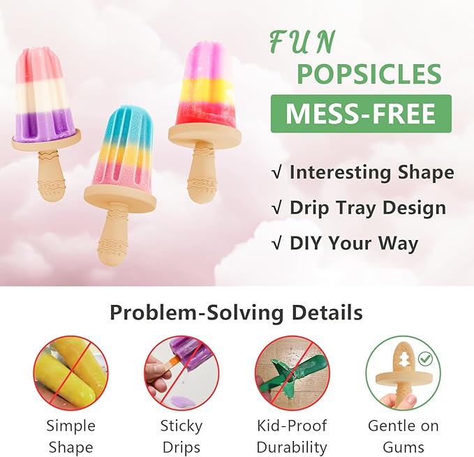 Silicone Popsicle Molds for Toddlers, 6-Cavity x 2oz Food-Grade Ice Pop Mold, Reusable DIY Fresh Fruitsicle Frozen Treats Maker (RED)