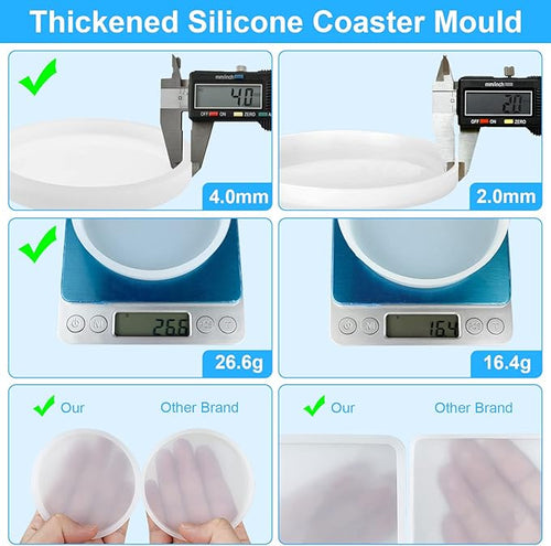 4 PCS Thickened Coaster Resin Molds, Coaster Silicone Molds for Epoxy Resin, Coaster Molds for Resin Casting, Epoxy Resin Molds for DIY Resin Coasters Bowl mats, Candle Holders, Home Decoration