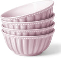 Ceramic Soup Serving Bowls for Kitchen, 6.4 Inch, Set of 4, Cereal Bowl Porcelain, Oven & Microwave Safe, Red
