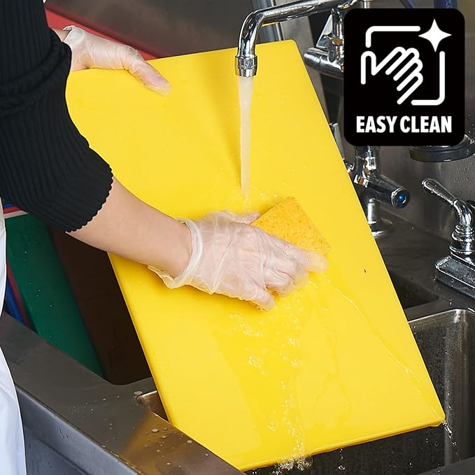 CURTA Cutting Boards for Kitchen,18" x 12" x 0.5" Yellow Color Coded Plastic Chopping Board with Anti Slip Surface Dishwasher Safe