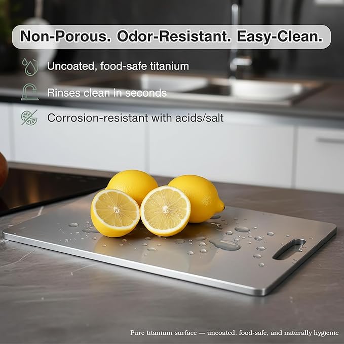 Large Titanium Cutting Board 18x12-2 Mm, 100% Pure Titanium Cutting Boards For Kitchen, Stays Flat & Odor-resistant, Non-porous, Dishwasher-safe, Reversible - Multi-use: Pastry, Prep & Serve, Bbq.