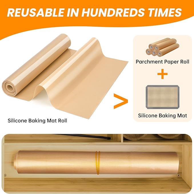 Silicone Baking Mat Roll- Non Stick Best German - Heat Resistant Silicone Pastry Mat for Baking, Non-slip Macaron Baking Mat, Freeze Dryer Mat for Making Cookie Pie Bread Pizza