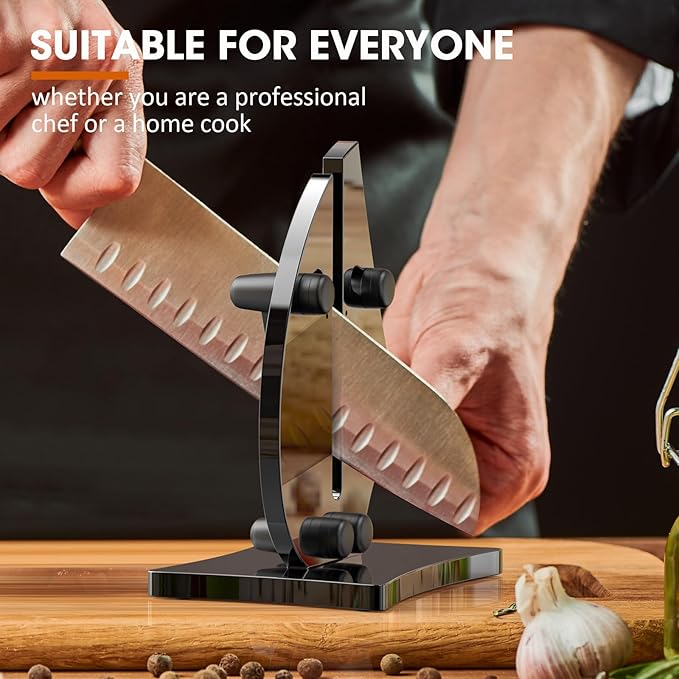 VN3 Professional Knife Sharpener | 3-Action Streamlined Sailboat Design for Effortless Knife Sharpening - The Ultimate Tool for Precision 11 to 21 Degree Angles (Obsidian Color)