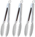 Silicone Kitchen Tongs 9-Inch Stainless Steel Basics Tongs with Non-Stick Silicone Tips, Set of 3 (White)