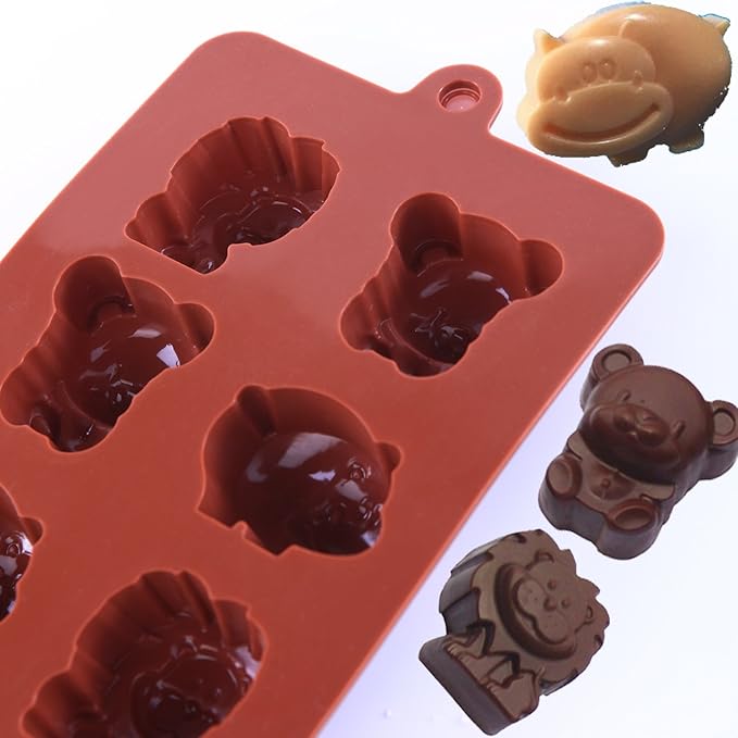 Silicone Molds Non-stick Chocolate Candy Mold,Soap Molds,Silicone Baking mold Making Kit, Set of 3 Forest Theme with Different Shapes Animals,Lovely & Fun for Kids