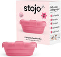 STOJO Collapsible Sandwich Box – 24oz, Reusable Food Storage Container, Silicone Bowl for Hot/Cold Food – Meal Prep, Lunch, Camping, Hiking – Dishwasher Safe (Set of 1, Peony)
