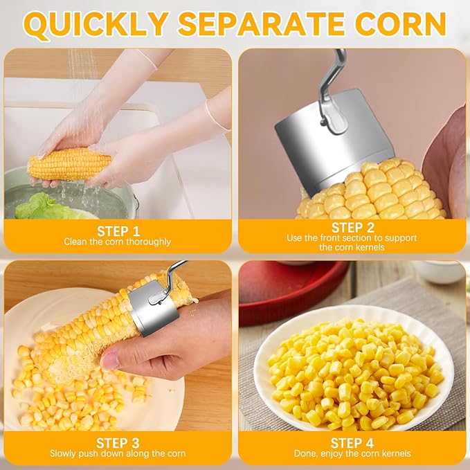 Corn Peeler for Corn On the Cob, NEW Long Handle Stainless Steel Corn Stripping Tool,Corn Cob Stripper Tool,Corn Peeler for Home Kitchen & Outdoor Dining (1PCS)