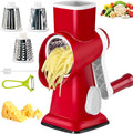 Cheese Grater with Handle, Multifunctional Manual Rotary Cheese Grater - Cheese Shredder Easily Chop Carrots, Potatoes, Vegetables and Fruits and Easy to Clean(red)