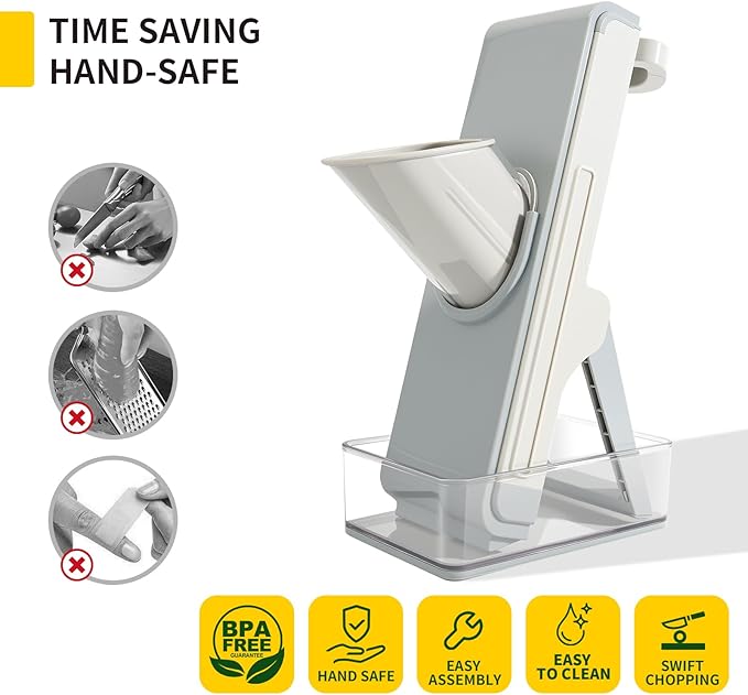 Safe Mandoline Slicer for Kitchen, 4-In-1 Chopper Vegetable Cutter, Mandolin Julienne Slicers for Fruits and Vegetables, Potato Cutter for Fries, Kitchen Gadgets and House Essentials