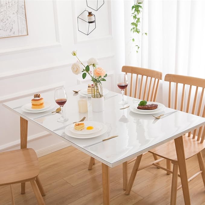 22 x 54 Inch Clear Table Cover Protector, Clear Table Protector for Dining Room Table, 1.5mm Plastic Table Cover, Waterproof Table Pad for Kitchen, Office
