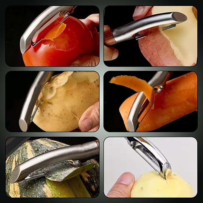 Professional Potato Peeler,Vegetable Peeler Stainless Steel,Carrot Peelers For Kitchen There Are Sharp Swivel Blades And Natural Anti Slip Wooden Handle,For Fruit And Vegetable Peeler
