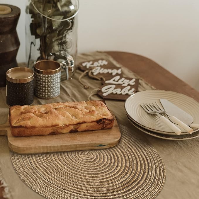 FunWheat Round Braided Placemats Set of 6 Place mats for Dining Tables Woven Heat Resistant Table Mats 15 inch for Fall(Brown)