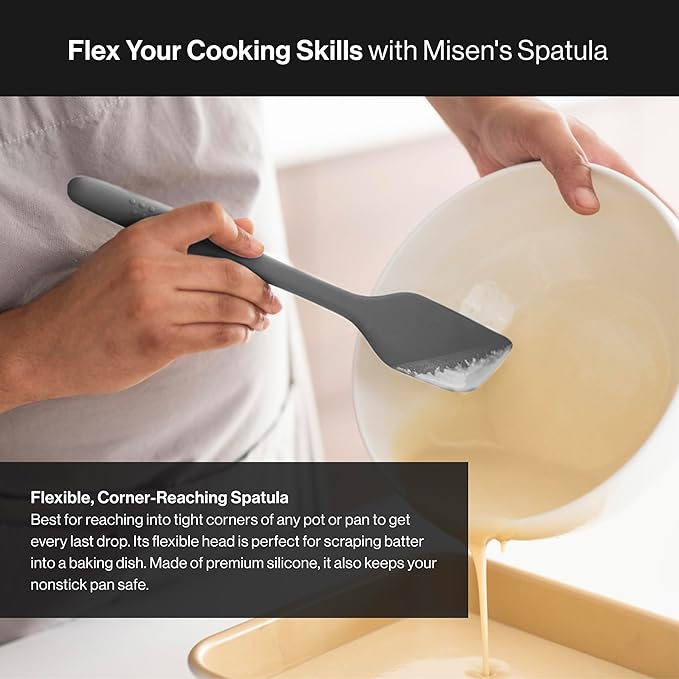 Misen Spatulas - Stainless Steel Fish Spatula and Nonstick-Safe Silicone Spatuala - Gray