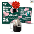 Copper Cow Coffee Premium Pour Over Single-Serve Vietnamese Coffee Pouches (24 pack) | Classic Black | Dark Roast | Convenient Vietnamese Ground Coffee Packets, Travel Friendly