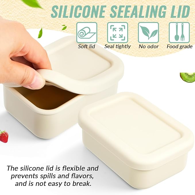 6 Packs 1 Cup Silicone Soup Freezer Molds with Lid Silicone Soup Freezer Trays Rectangle Reusable Food Preserving Tray Freezing Sauces Stews(Beige)