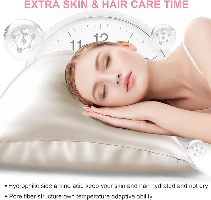 Silk Body Pillow Cover with Zipper, Mulberry Silk Pillow Cases Body Size Ultra Smooth and Soft Breathable Cooling Silk Satin Body Pillowcase for Hair and Skin (20x54 Inches, 1 Pack)