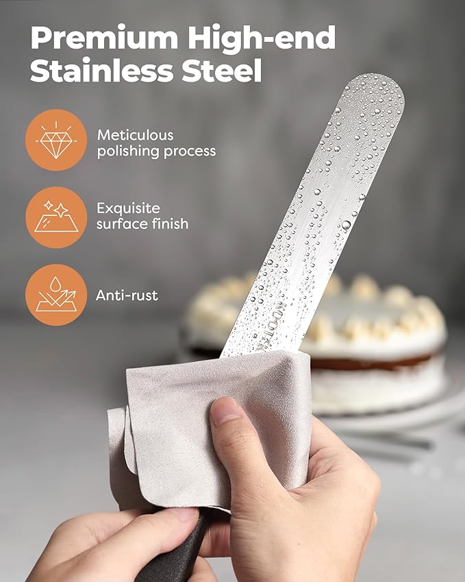 Kootek Angled Icing Spatula Set with 6" & 8" Blade, Stainless Steel Offset Spatula Frosting Smoother Cake Spatulas for Cake Decorating, Baking