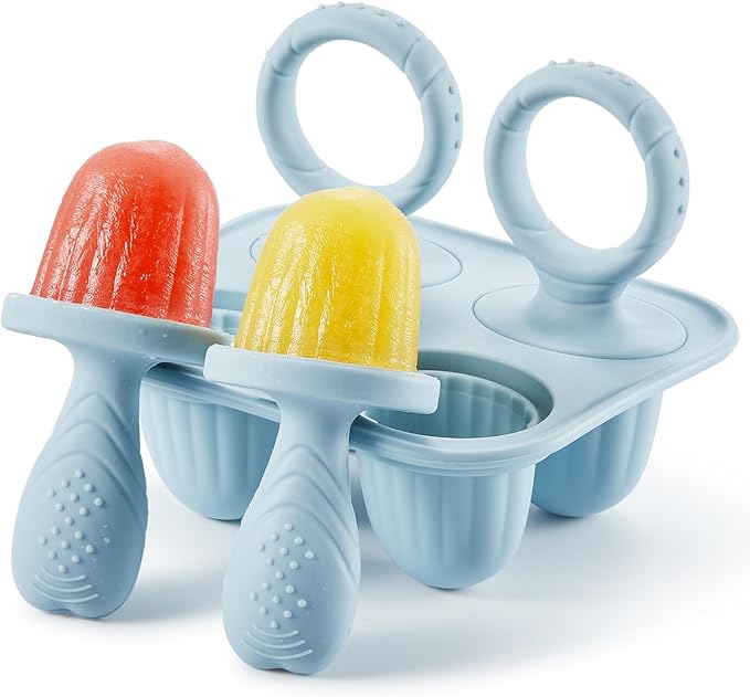 Toddler Popsicles Molds 1 Pack 4 Handle, BPA Free, Silicone Baby Popsicles Molds Easy Release Ice Cream Molds Reusable