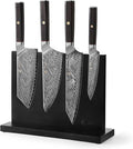Wakoli Damascus Chef Knife Set with Magnetic Block – 4-Piece Professional Kitchen Knife Collection | Genuine 67-Layer Damascus Steel Blades | Ergonomic Dark Oak Wood Handles (Culinary Asia)