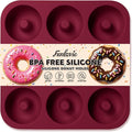 Large Silicone Donut Pan for Baking, 9 Cavity Non-Stick Food Grade Silicone Donut Molds, Doughnut Pan and Bagel Pans for Baking & Kitchen, BPA Free 11.2 x 11.1 Inches, Dishwasher Safe - Claret Red