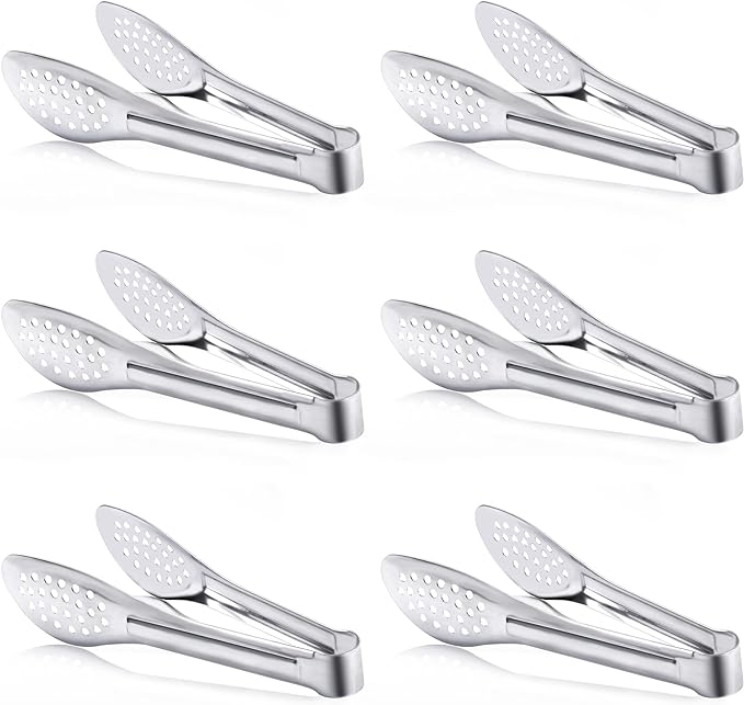 6 Pack Buffet Tongs,Stainless Steel Serving Tongs Serving Utensils 9Inch