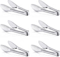 6 Pack Buffet Tongs,Stainless Steel Serving Tongs Serving Utensils 7Inch