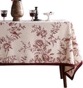 ISAENNE Designer Vintage Linen Table Cloth for Rectangle Table,Red Floral Pattern Linen Stain Resistant Tablecloth,Decor Tablecloths for Dining Thanksgiving Kitchen Party,55"*79"-Harmony