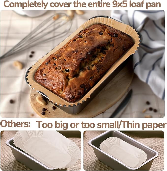 Loaf Pan Liners,2lb Loaf Pan Liners for Baking Bread 9x5, Loaf Pans Parchment Liners,150pcs Non-Stick Parchment Paper for Loaf Pans,Loaf Liners for Baking