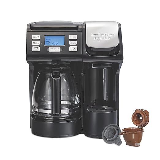 Hamilton Beach FlexBrew Trio 2-Way Coffee Maker, Compatible with K-Cup Pods or Grounds, Combo, Single Serve & Full 12c Pot, Black - Fast Brewing (49902JN)
