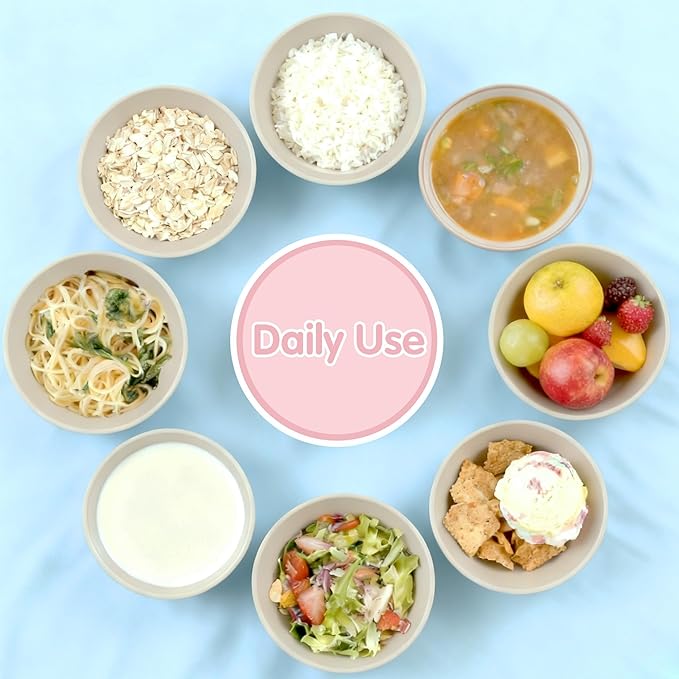 Quatish 16 PCS Unbreakable Cereal Bowls,Dishwasher & Microwave Safe Wheat Straw Bowls, Easy-to-Clean Lightweight Snack & Soup Bowl,Multi-Color Portable for Picnics Plastic Bowls Set, Blue