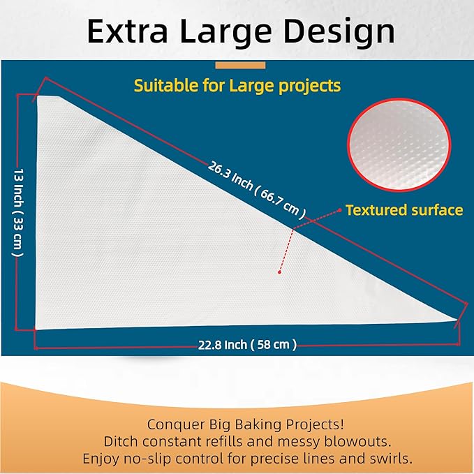 XXXL 26 Inch Extra Large Piping Bags,100 Pack Disposable Pastry Bags,Thick Anti-Burst Icing Piping Pastry Bags For Frosting Decorating Cake Cupcake Cookie (XXXL Large 26 Inch-100 Pack)