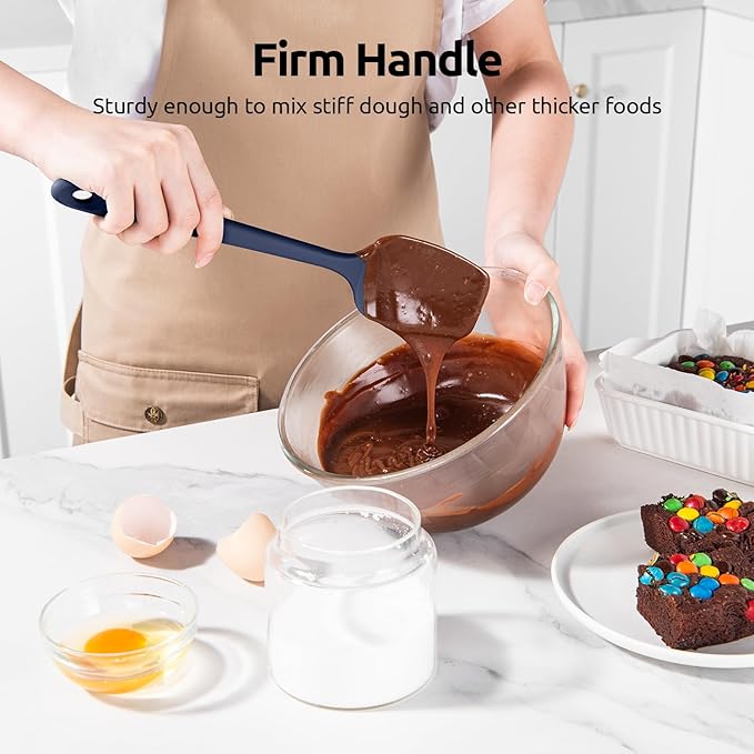 U-Taste Silicone Spoon Spatula Set, 600ºF High Heat Resistant Food Grade Flexible Rubber Scraper, Cooking Mixing Baking Kitchen Utensils Set of 3 (Multicolors)