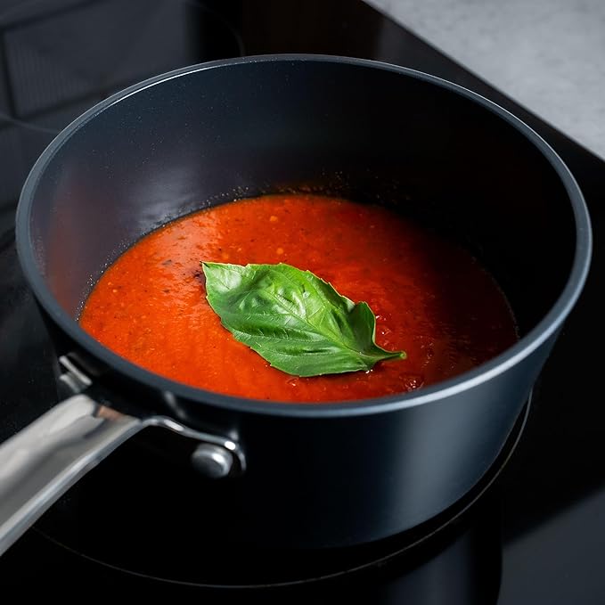 Alva Maestro 2QT Ceramic Nonstick Saucepan with Lid – Non-Toxic Easy to Clean Pot, Oven Safe, and Induction Ready – Belgian-Designed for Effortless, Healthy Everyday Cooking