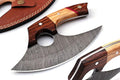 Bushcraft Custom Handmade Damascus Steel Ulu Knife - Alaskan Ulu Knife With Sheath - Multi-Purpose Alloy Steel Knife For Skinning, Hunting, Chopping, (Rose Wood & Olive)