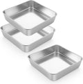 LIANYU 9 x 9 Inch Square Baking Cake Pan Set of 3, Stainless Steel Brownie Bread Cake Molds, Square Bakeware for Lasagna Pie, Oven & Dishwasher Safe