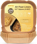 200 Pcs 6.5" Air Fryer Liner,Square Baking Parchment Airfryer Paper Unbleached Disposable Non-stick & Non-Leak & Non-Washing Paper Liner for 3-5 QT Air Fryer Basket