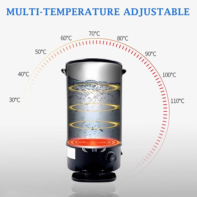 Commercial Electric Kettle Warmer Stainless Steel Hot Water Dispenser Hot Water Boiler And Warmer with Faucet Quick-Temp or Boil for Tea Coffee 1500W 15.4 Liter Capacity