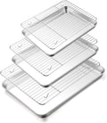TeamFar Baking Sheet with Rack Set (3 Pans + 3 Racks), 16/12.5/10.5 Inch Stainless Steel Cookie Sheets Baking Pans Trays and Cooling Racks for Cooking Roasting, Non-Toxic & Heavy Duty, Dishwasher Safe