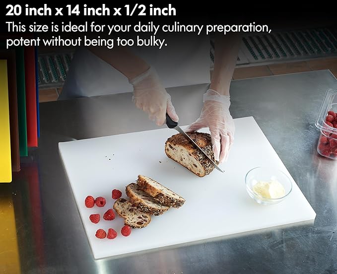 CURTA Cutting Boards for Kitchen, 20" x 14" x 0.5" Yellow Color Coded Plastic Commercial Chopping Board with Anti Slip Surface Dishwasher Safe
