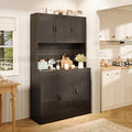 71" Kitchen Pantry Cabinet with Charging Station, Buffet Sideboard for Coffee Maker & Toaster, Storage Cabinet for Snacks, Spices & Wine, Fits Kitchen, Dining Room & Coffee Bar，Black wood grain