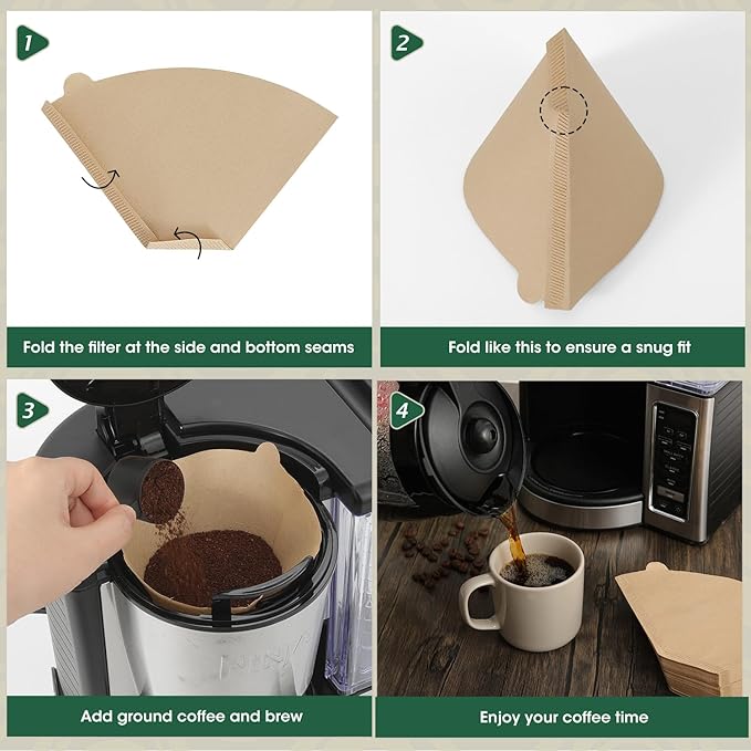 100 Count Coffee Filters #4, ONIOU Number 4 Cone Coffee Paper Filters 8-12 Cup Unbleached, Natural Coffee Filters 4 Cone Paper for Ninja Cuisinart Coffee Makers