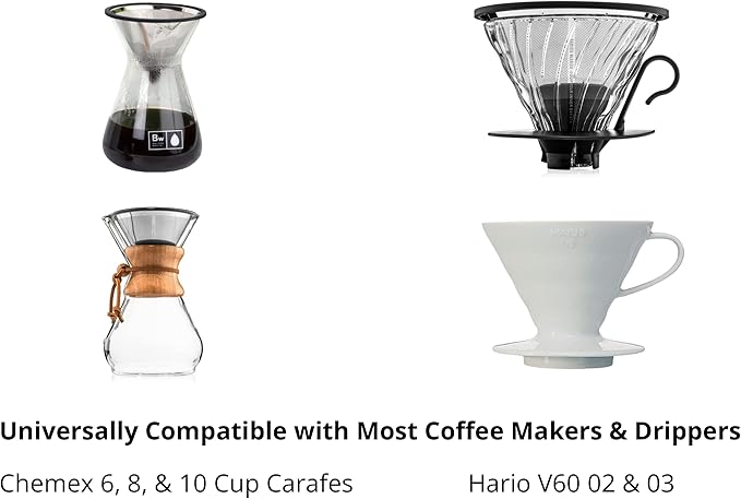 Barista Warrior Compatible with Hario V60 Pour Over Coffee Filters - Reusable Stainless Steel - Best Coffee Maker and Bar Accessories (Gold Titanium Coated)