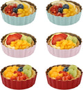 Mini Round Tart Pan with Removable Bottom, Nonstick Mini Pie Pans for Baking, Carbon Steel Quiche Pan Set for Cupcake Muffin Cakes and Desserts, Including 6 Tart Pan and 1 Tart Tamper (Multicolor)