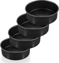 P&P CHEF Non-stick Cake Pan Set of 4, 6 Inch Round Baking Cake Pans Tins for Tier Smash Cakes, Non-Toxic & Solid, Stainless Steel Core & Leak-Proof, 4Pcs
